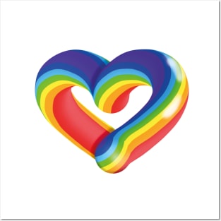 3D Bubble Rainbow Gay Pride Flag Love Heart Shape Posters and Art